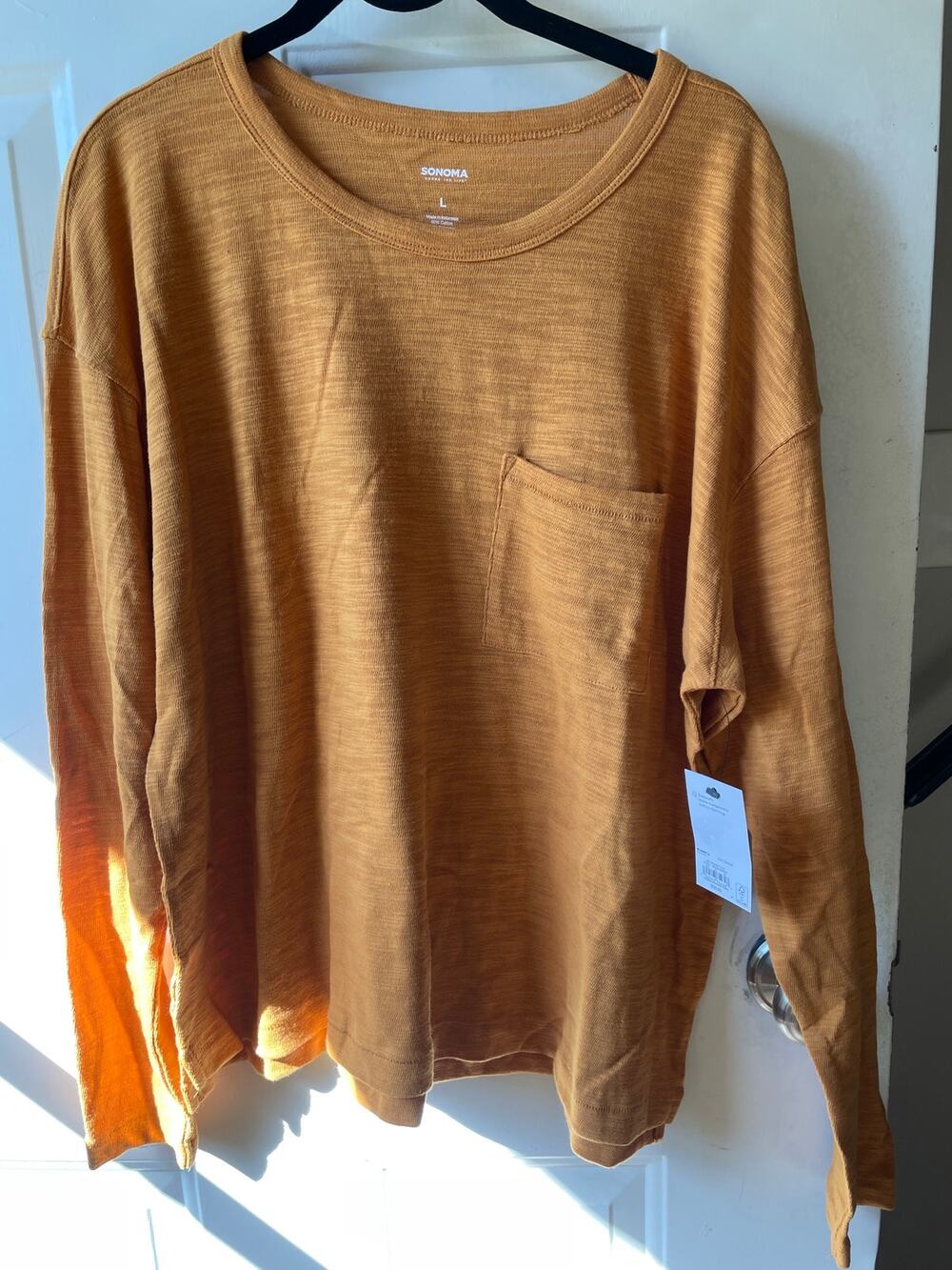 Somoma Goods for Life Crew L/S  Knit Top 
Color 801 Brassy Gold 
Size L